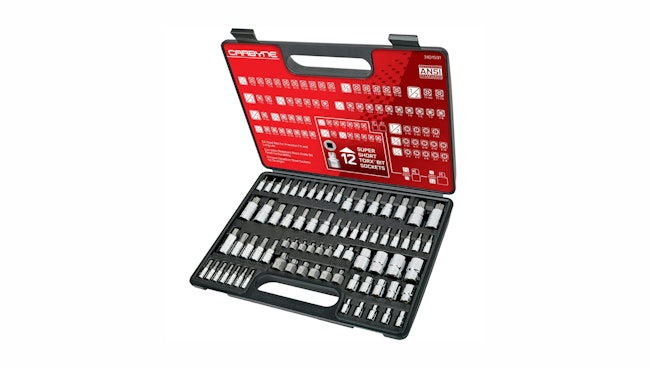 72 chrome sockets in a black and red case