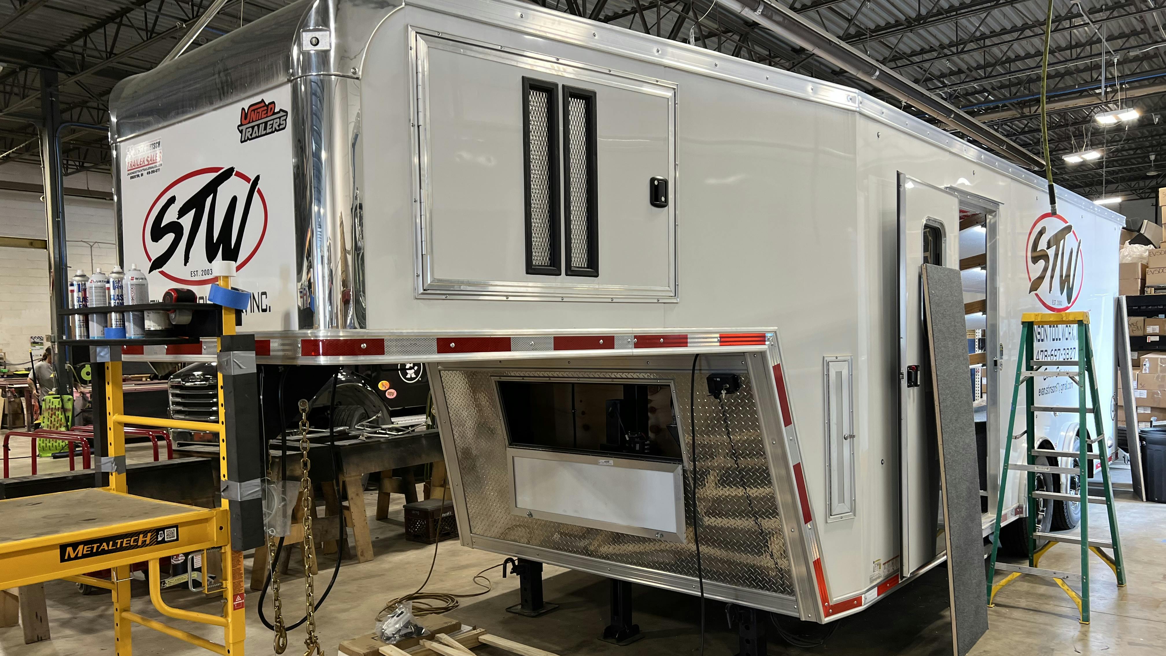 A custom 28' United Trailers goosneck trailer for Stinson Tool Worx.