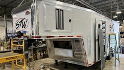 A custom 28' United Trailers goosneck trailer for Stinson Tool Worx. A custom 28' United Trailers goosneck trailer for Stinson Tool Worx.