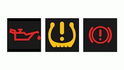 Oil light, TPMS light, and maintenance light Oil light, TPMS light, and maintenance light