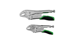 two chrome locking pliers with VIM handles