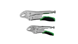two chrome locking pliers with VIM handles two chrome locking pliers with VIM handles