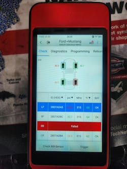 Figure 2 — The Autel ITS600 measures TPMS sensors and digitally integrates that information into the Ultra S2's inspection report. Figure 2 — The Autel ITS600 measures TPMS sensors and digitally integrates that information into the Ultra S2's inspection report.