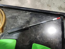 Figure 4 — In photos and videos, Perkins and his technicians will use simple pointers like screwdrivers with red tips or dowel pins. Figure 4 — In photos and videos, Perkins and his technicians will use simple pointers like screwdrivers with red tips or dowel pins.