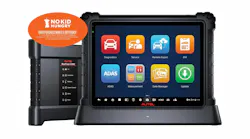 an Autel tablet with a promotional message attached