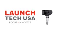 the Launch Tech USA logo next to a TPMS sensor the Launch Tech USA logo next to a TPMS sensor