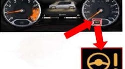 The power steering warning message will appear in the driver display. The power steering warning message will appear in the driver display.