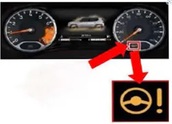 The power steering warning message will appear in the driver display.