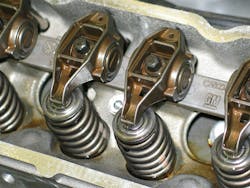 As pressurized oil is forced into the engine, you will hear a gurgle noise as the oil begins to displace air. Continue pressurizing the system until you verify that oil is being delivered to the rockers. As pressurized oil is forced into the engine, you will hear a gurgle noise as the oil begins to displace air. Continue pressurizing the system until you verify that oil is being delivered to the rockers.