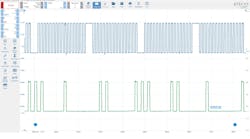 This correlation capture represents what a known-good capture displays. Unfortunately, the shop that repaired the wiring failed to capture this same correlation waveform after the repair. Although this capture is not from the subject vehicle, its characteristics would be identical and sufficient for the PCM to leverage as a proper signal input. This correlation capture represents what a known-good capture displays. Unfortunately, the shop that repaired the wiring failed to capture this same correlation waveform after the repair. Although this capture is not from the subject vehicle, its characteristics would be identical and sufficient for the PCM to leverage as a proper signal input.
