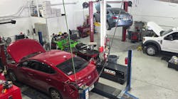 Figure 3 — Shops struggling to find reliable help should take note that no technician wants to work in a dark and dingy shop. Well-lit shops, like Assured Auto Works in Florida, set a high standard for prospective employees. Figure 3 — Shops struggling to find reliable help should take note that no technician wants to work in a dark and dingy shop. Well-lit shops, like Assured Auto Works in Florida, set a high standard for prospective employees.