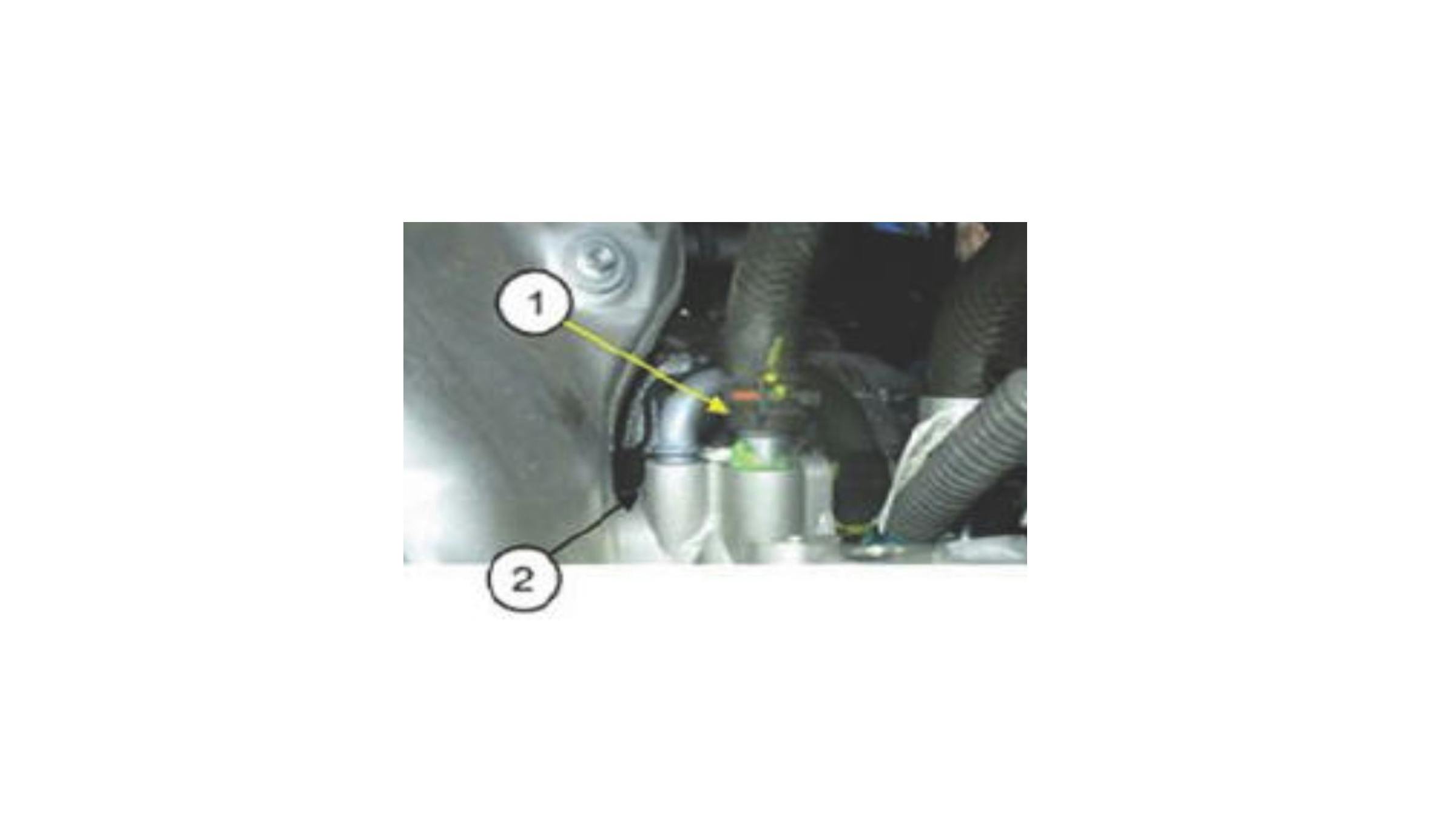 Dried coolant at the water pipe (1) is normal and does not require part replacement.