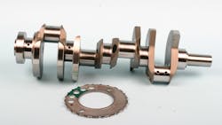 An example of a crankshaft that was purchased without a tone wheel. Depending on the crankshaft manufacturer, crankshafts are available without a tone wheel or with a wheel pre-installed. An example of a crankshaft that was purchased without a tone wheel. Depending on the crankshaft manufacturer, crankshafts are available without a tone wheel or with a wheel pre-installed.