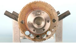 This photo shows the reluctor wheel installed onto the crank, with the installer tool removed. This photo shows the reluctor wheel installed onto the crank, with the installer tool removed.