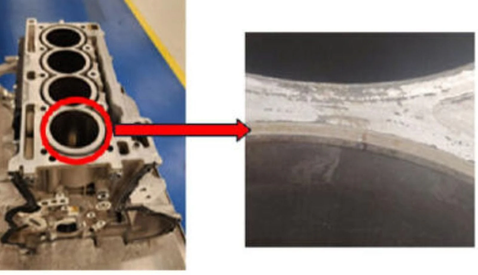 Engine block crack example.