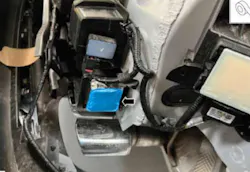 Adhere a foil tape patch to each end of the trailer hitch bar, folding 1 inch over the bar to secure the patch. Adhere a foil tape patch to each end of the trailer hitch bar, folding 1 inch over the bar to secure the patch.