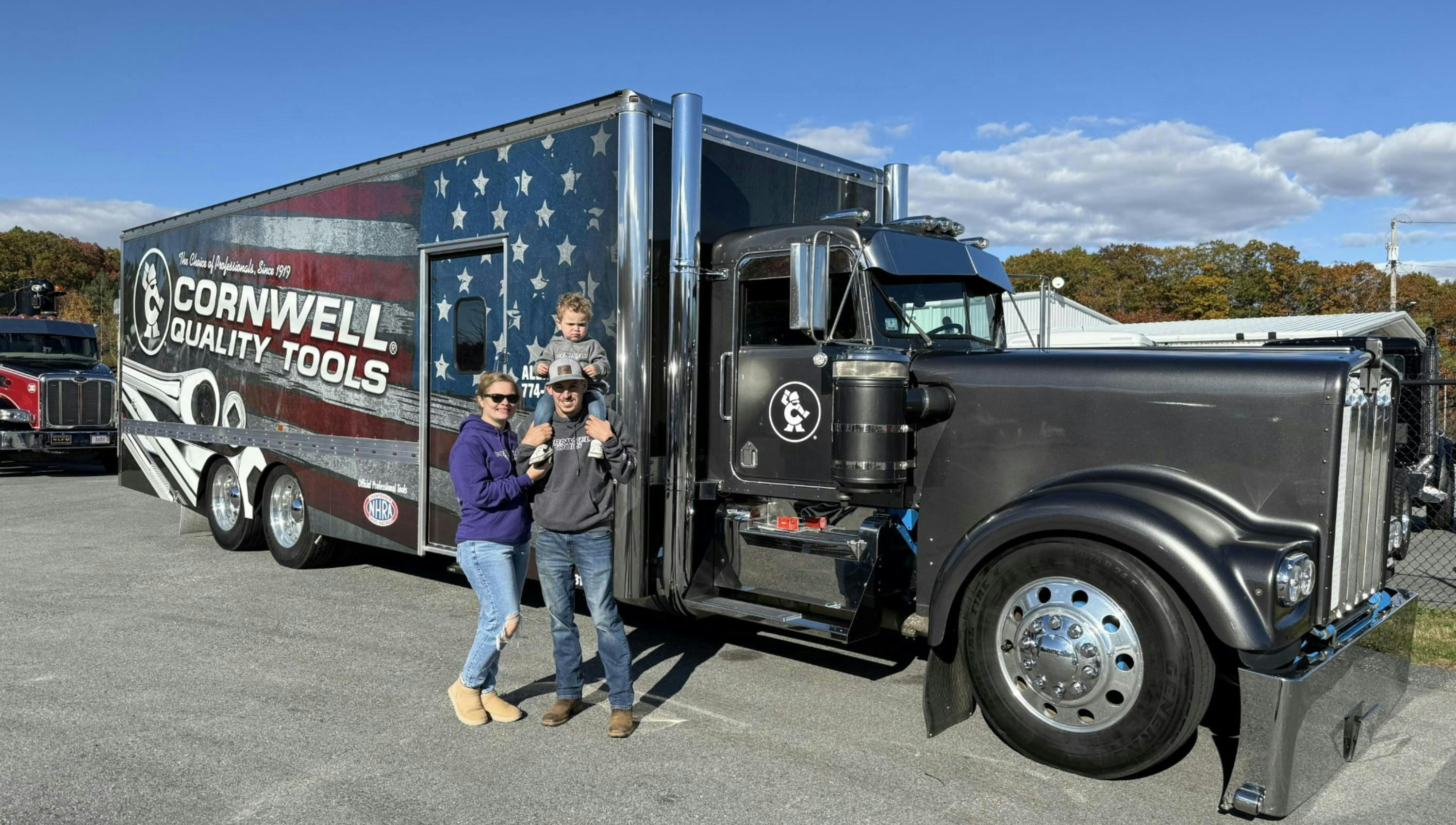 Alex Indeck with his family in front of his tool truck