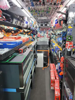 Dawson tends to sell a lot of battery, lighting, and diagnostic tools on his truck.