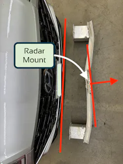 Figure 3 — Radar mount error found during a post-collision repair inspection Figure 3 — Radar mount error found during a post-collision repair inspection