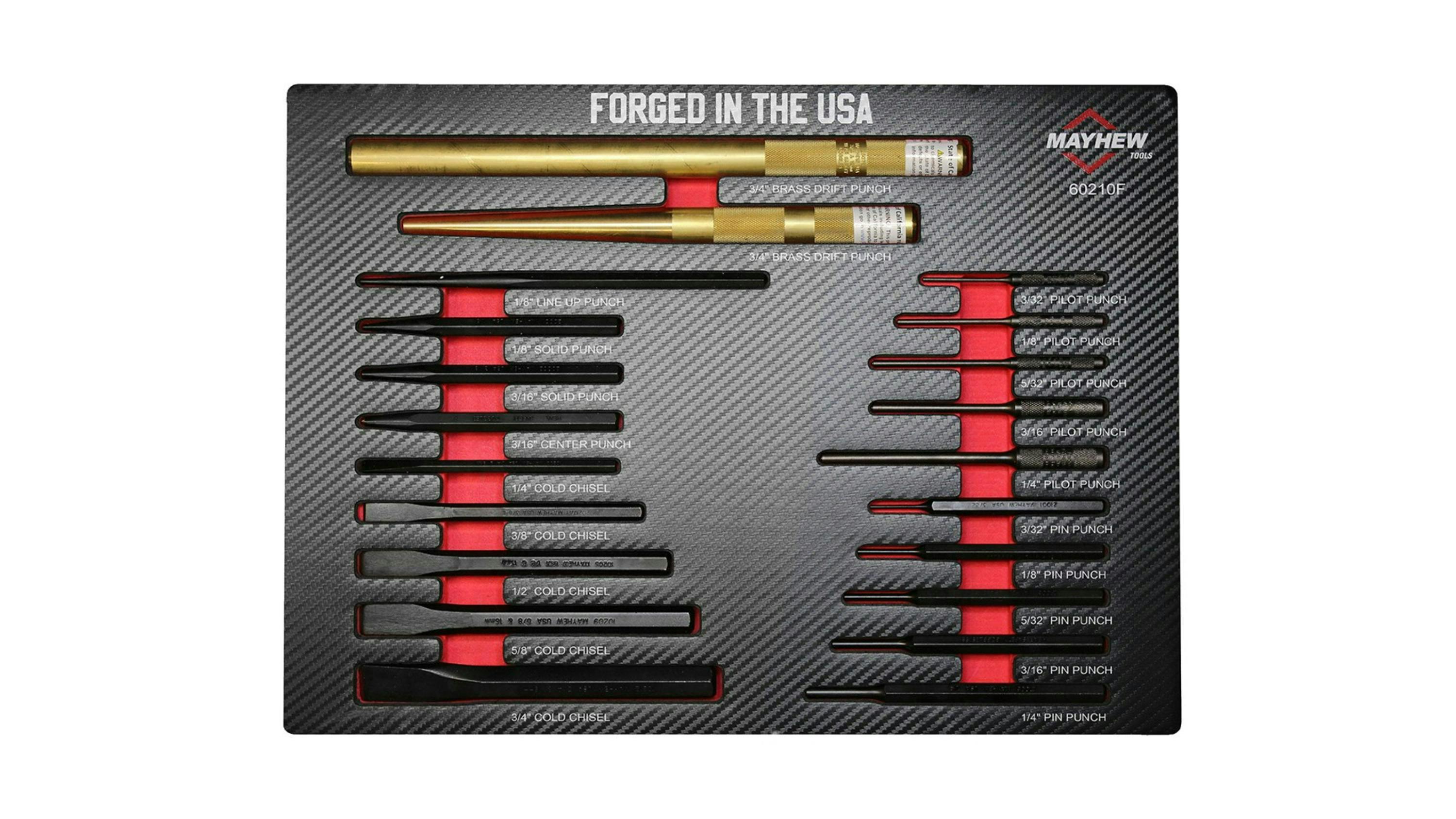 Mayhew Tools 21-pc Punch and Chisel Foam Set, No. 60210F
