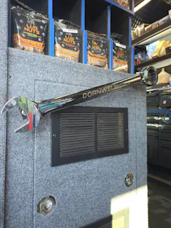 A custom handrail made from a large Cornwell Quality Tools ratcheting wrench has become one of the most talked-about features on Valdovinos’ truck. A custom handrail made from a large Cornwell Quality Tools ratcheting wrench has become one of the most talked-about features on Valdovinos’ truck.