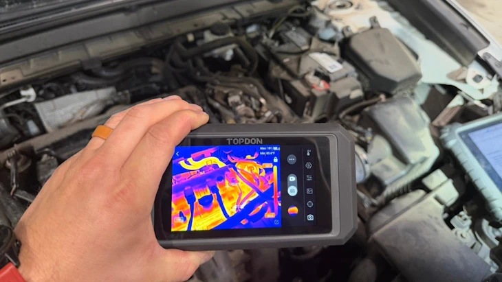 In a shop environment, having a dedicated, standalone thermal imaging unit simplifies workflow. Product pictured: TOPDON TC003