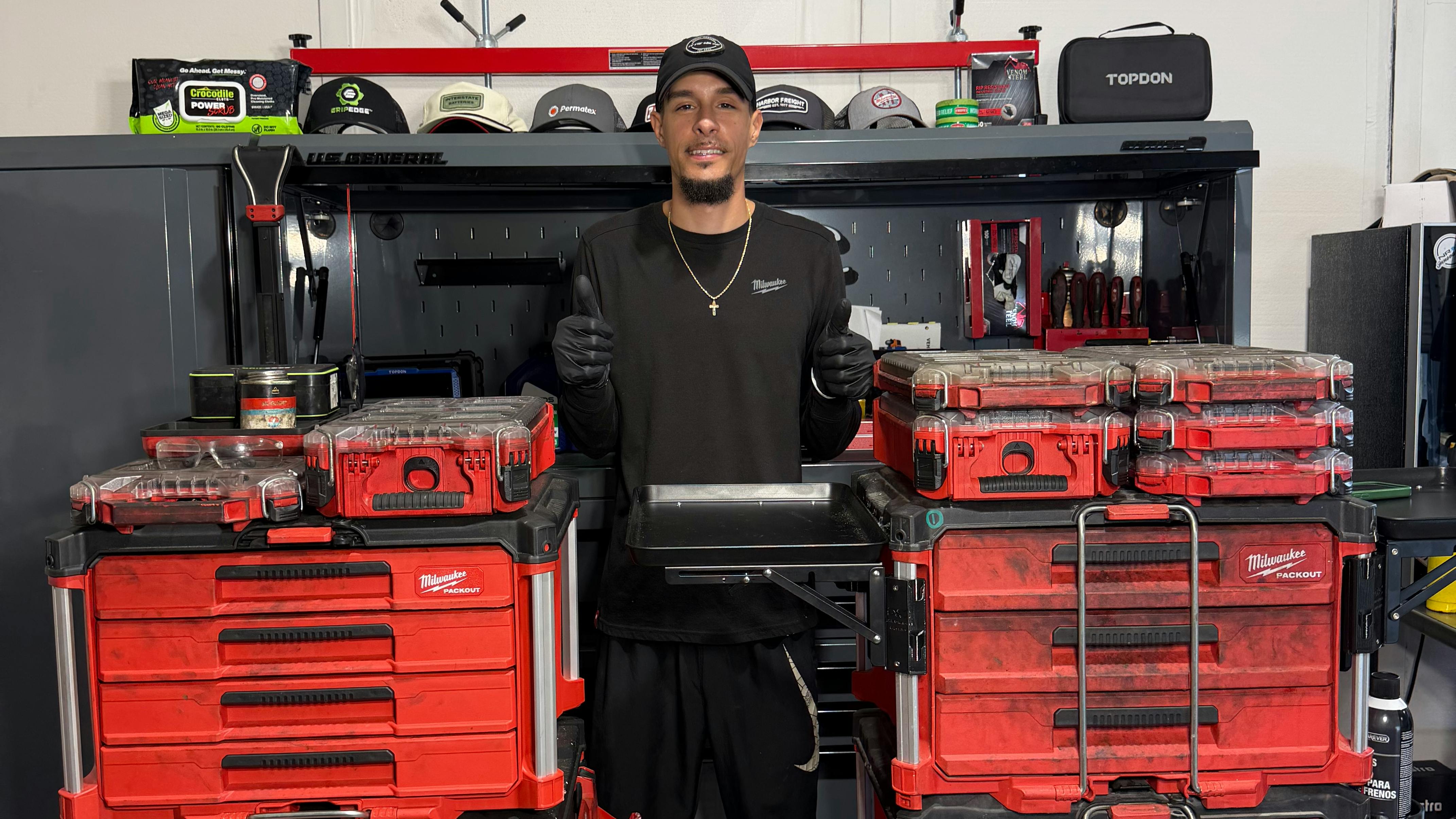 Tyler Gallardo with his Milwaukee Tool PACKOUT tool storage system