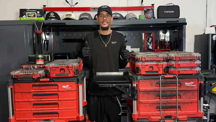 Tyler Gallardo with his Milwaukee Tool PACKOUT tool storage system