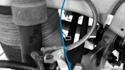 Example of ground harness installation (see blue wire in this illustration).