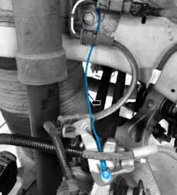Example of ground harness installation (see blue wire in this illustration).