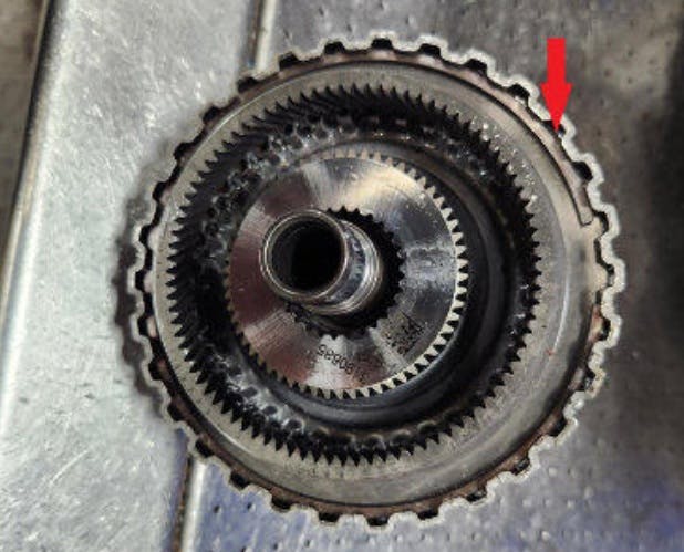 Example of dislodged reverse internal retaining ring.