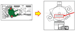 Note location of high pressure fuel pump part number. Note location of high pressure fuel pump part number.