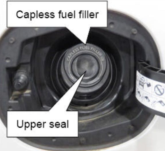 The capless filler tube features both an upper and lower seal.