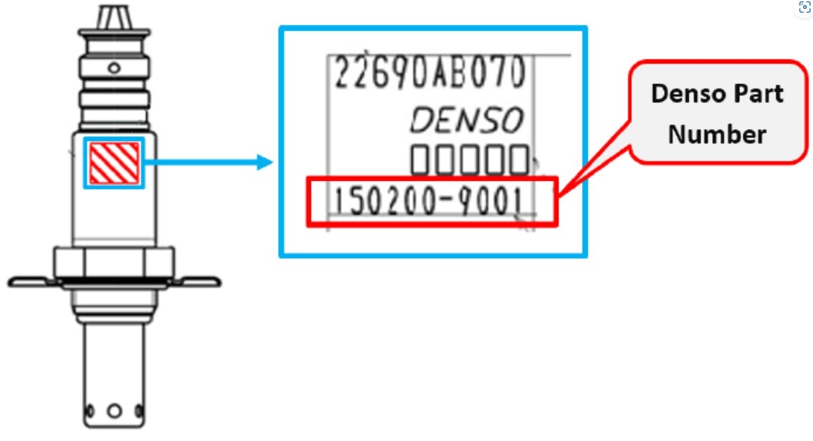 Example of the Denso part number location.