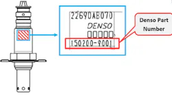 Example of the Denso part number location.