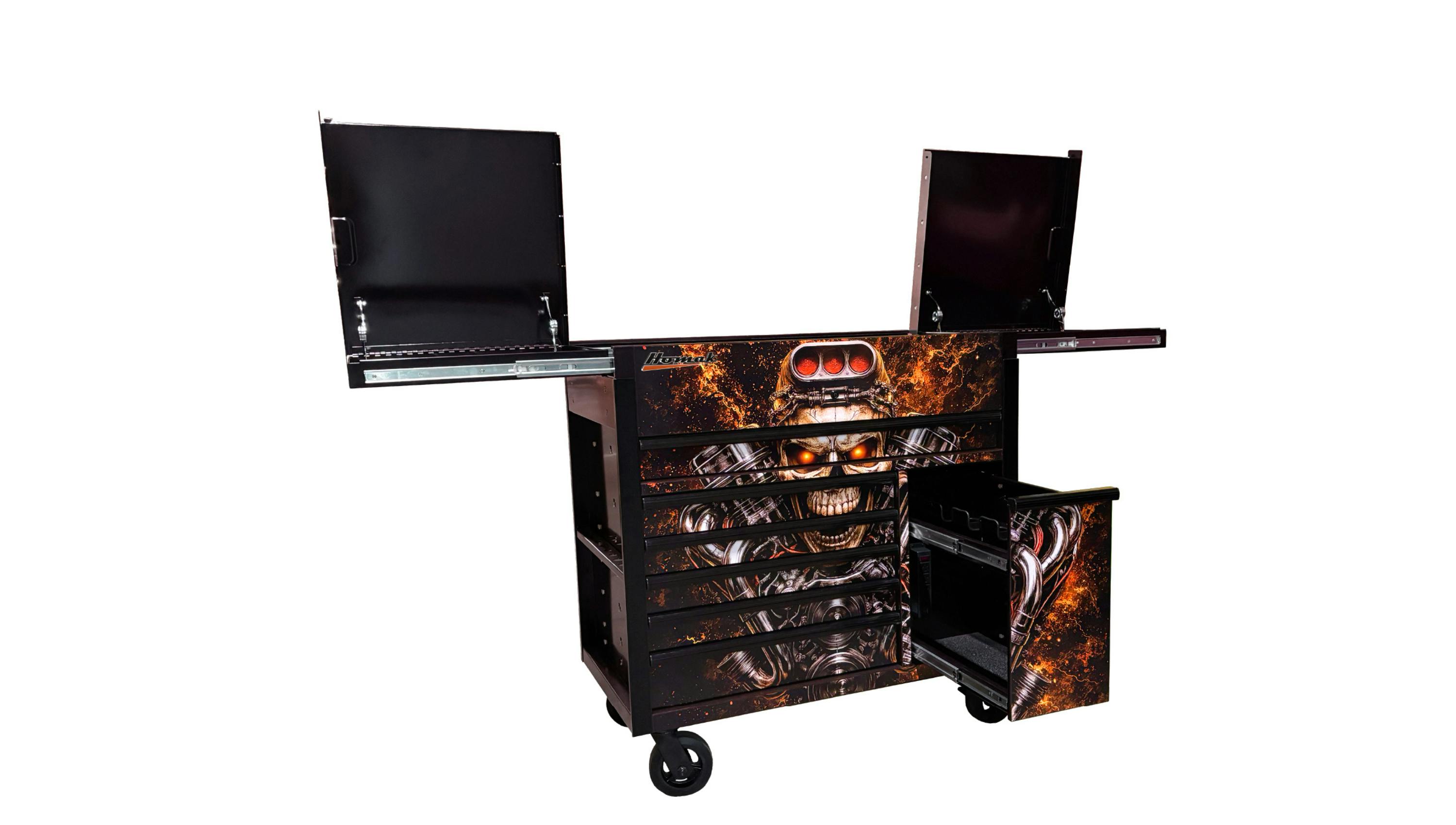 Homak Manufacturing 45&rdquo; MADMAK 7-Drawer Slide-Top Service Cart