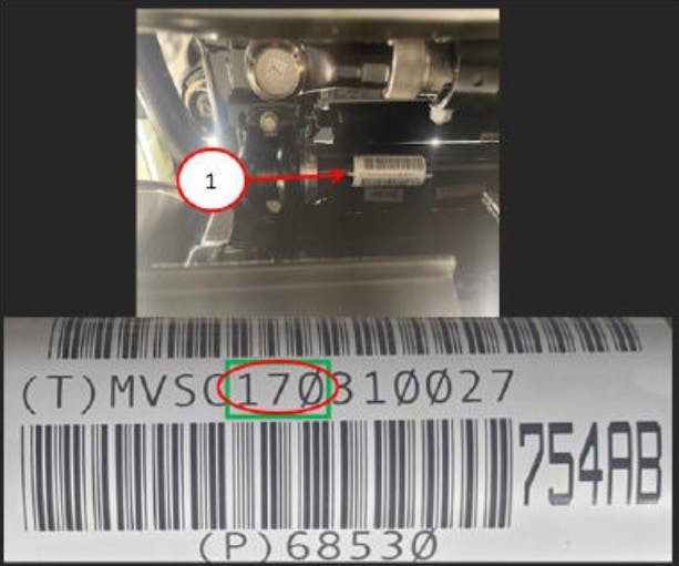 Example of the ASBS label and Julian date code location.