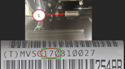 Example of the ASBS label and Julian date code location.