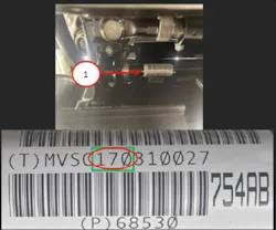 Example of the ASBS label and Julian date code location.