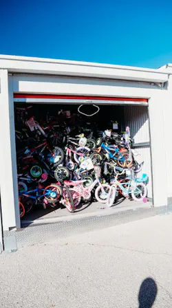 Storage full of donated bikes