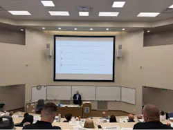Participants continued the morning discussion inside the Sloan Family Building classroom.