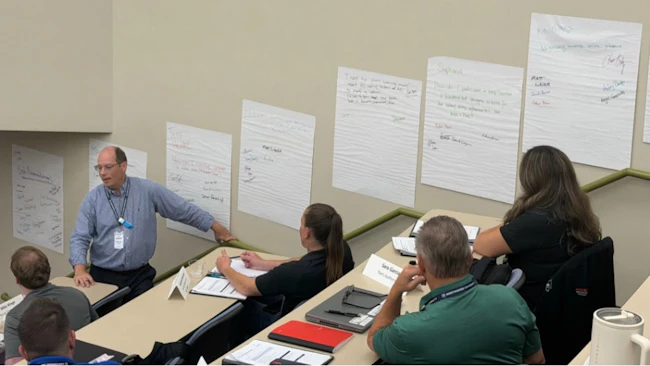 Participants posted personal and professional challenges around the room during a networking and problem-solving exercise.