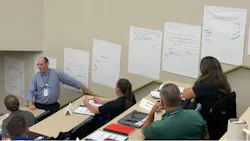 Participants posted personal and professional challenges around the room during a networking and problem-solving exercise.
