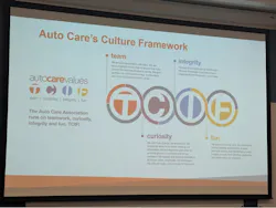 The Auto Care Association culture framework centers on teamwork, curiosity, integrity, and fun.