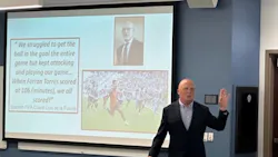 A slide from Clint Longenecker's session at Leadership 2.0 emphasized that leaders are works in progress and that character, learning, and adaptability matter.