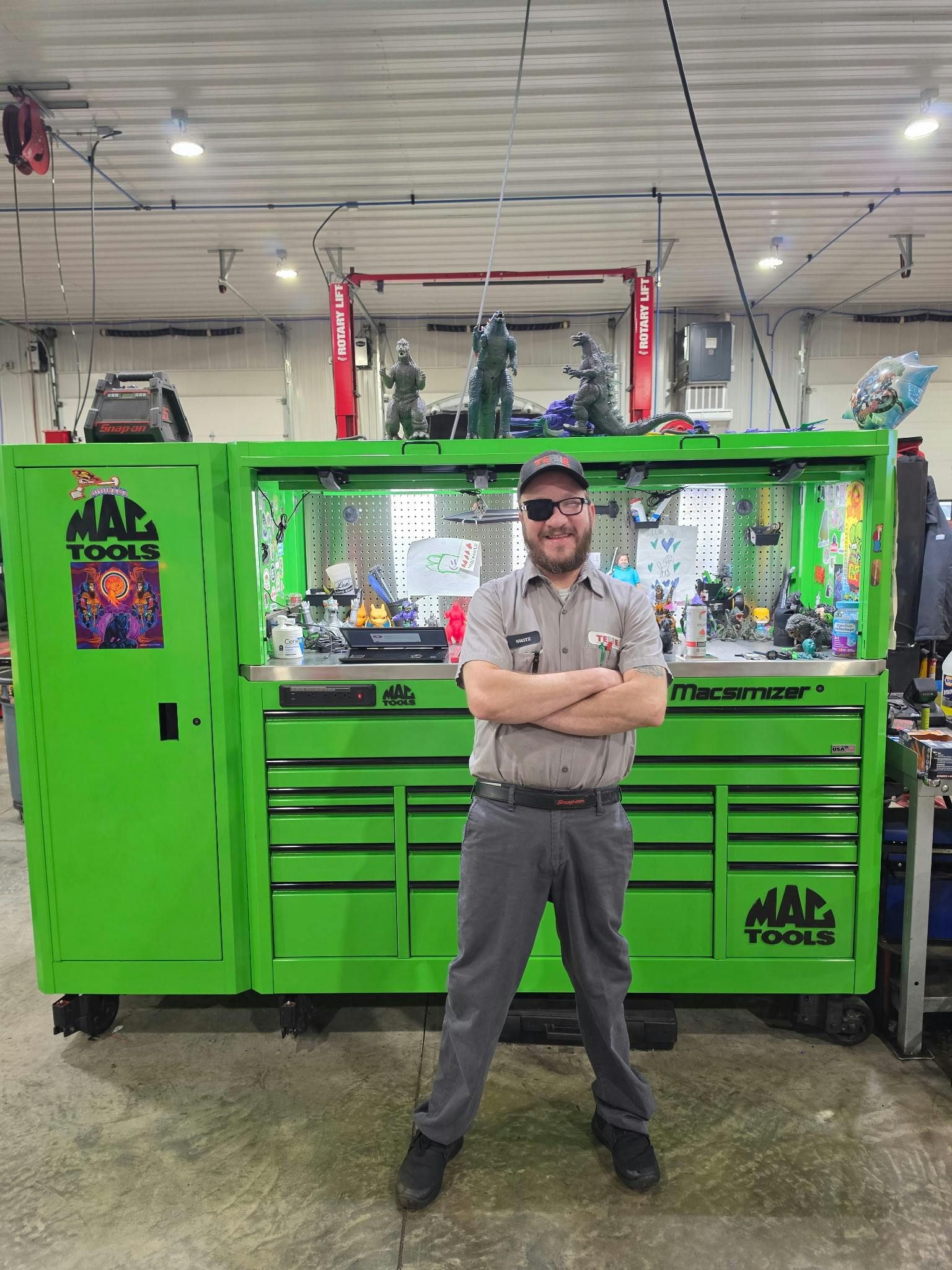 Nick Switzer chose his bright green Mac Tools Macsimizer for its standout color, storage space, and ability to customize the setup to fit his needs.