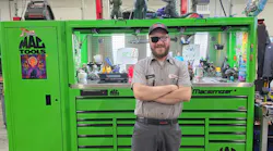 Nick Switzer chose his bright green Mac Tools Macsimizer for its standout color, storage space, and ability to customize the setup to fit his needs.
