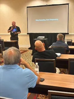 Kevin Oliver, regional sales manager at Autel, highlights the AC909 Advanced HVAC Diagnostic System during Autel’s Full Line Review at the MEDCO Customer Show.