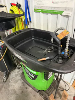 By using a non-solvent parts washer, we are able to reduce some of the hazards associated with this process.