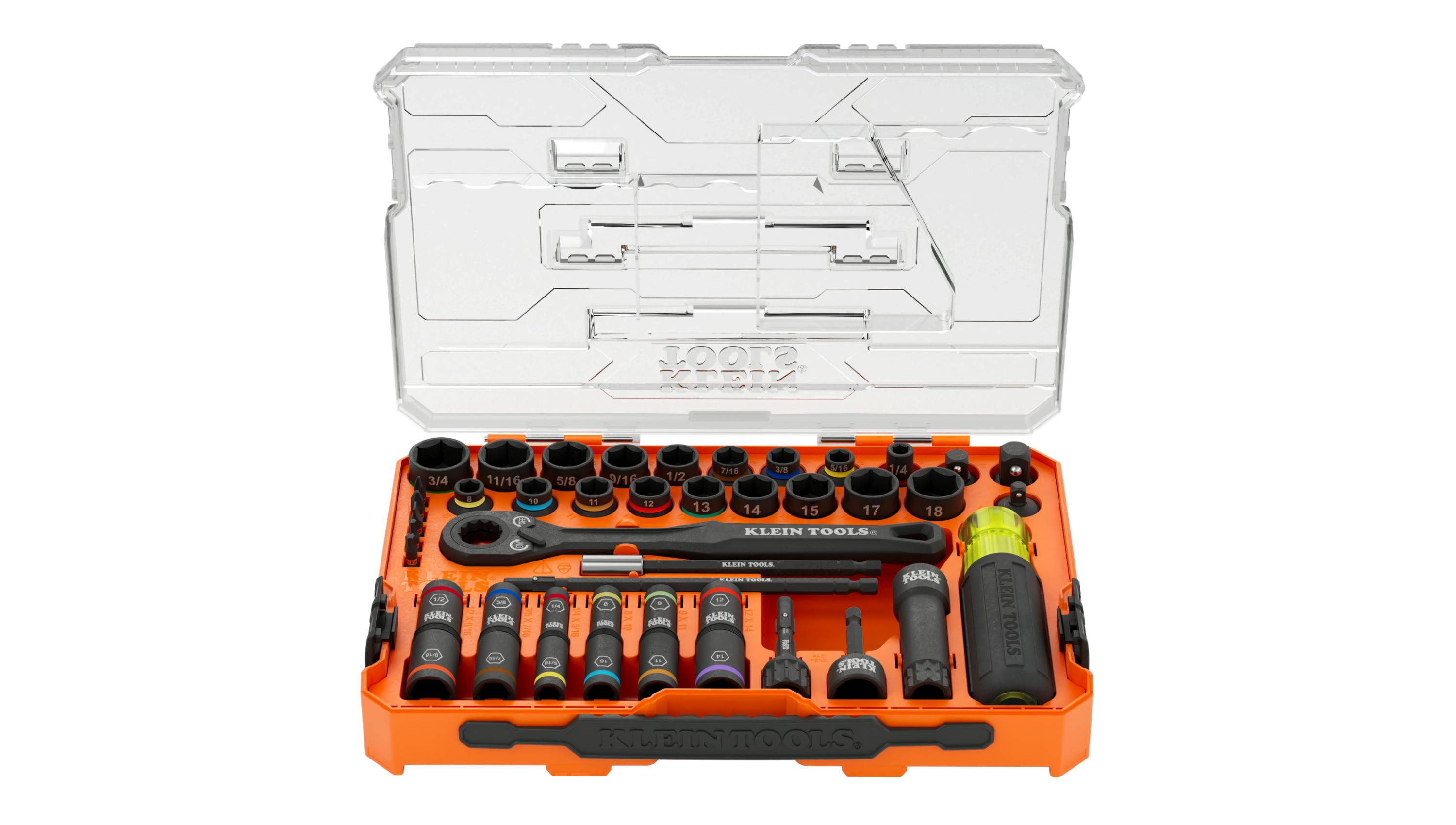 Klein Tools 39-pc KNECT Complete Impact Pass Through and Flip Socket Set, No. 65500KNECT